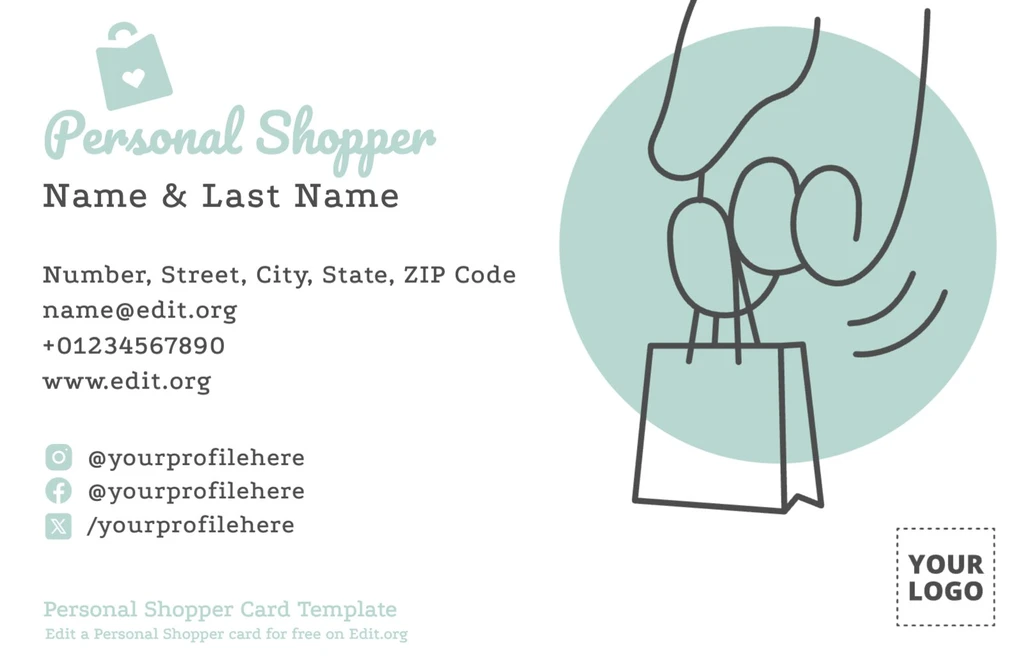 Customizable Personal Shopper business card