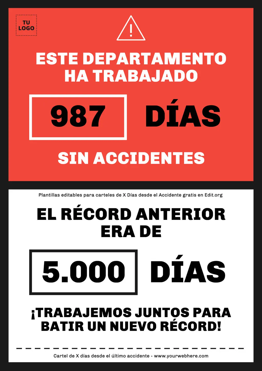 Cartel de Días Sin Accidentes para imprimir gratis