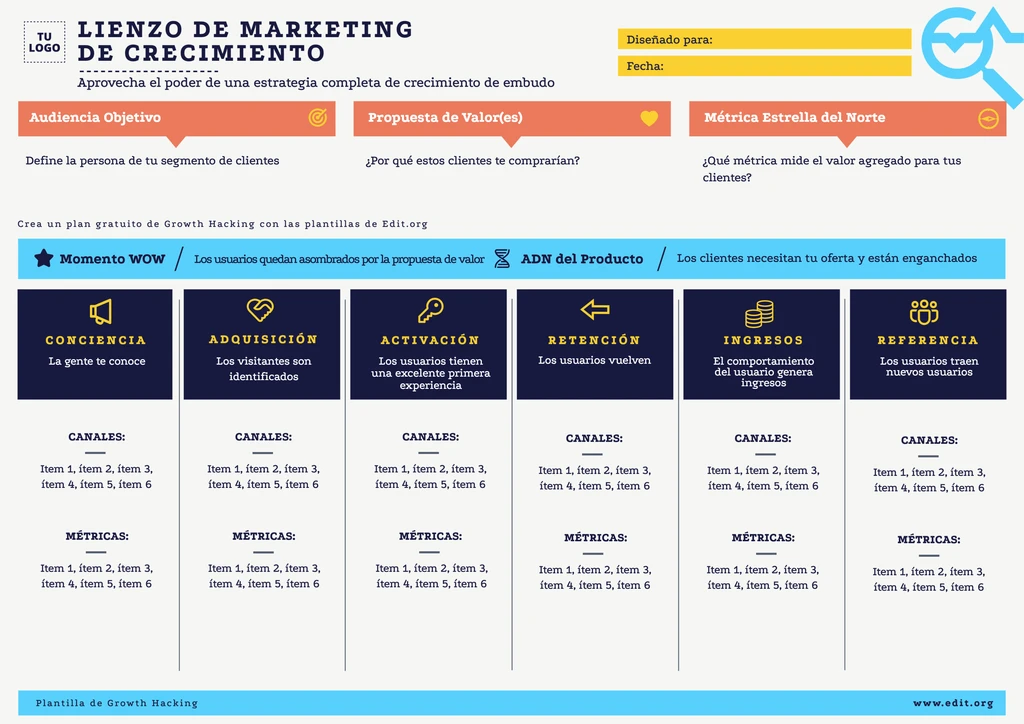 Plantilla de plan Growth Hacking para editar online