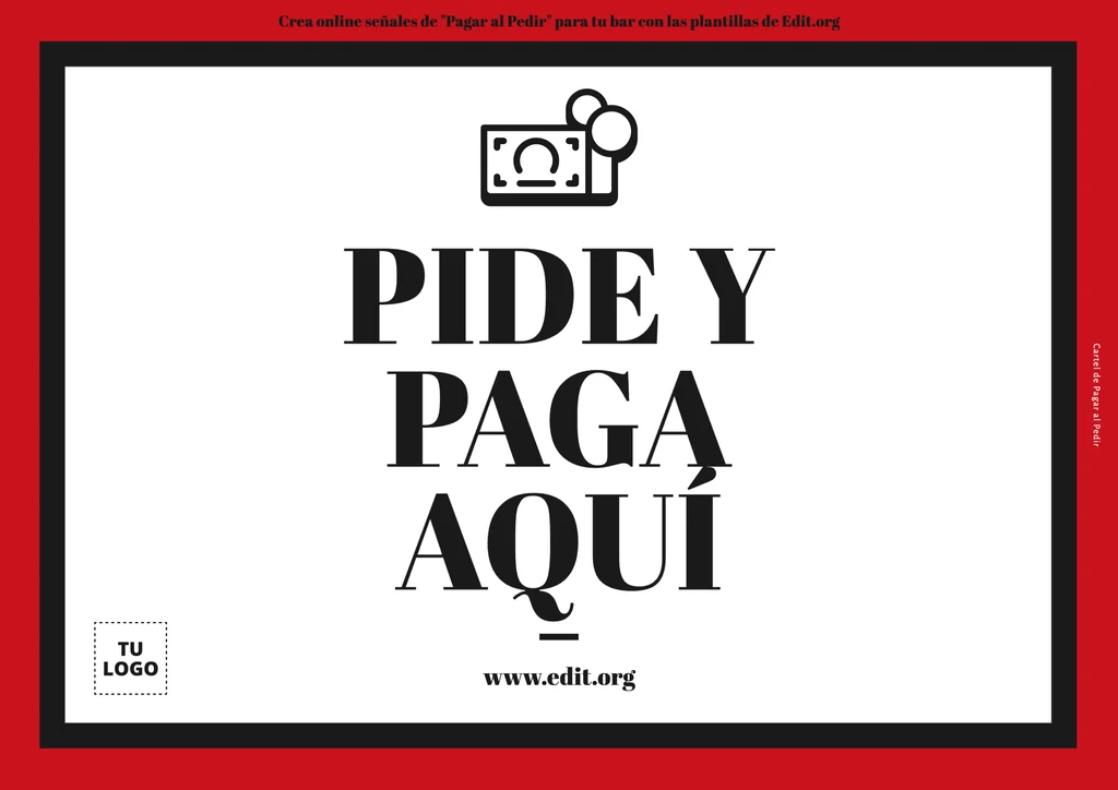 Cartel de Las Consumiciones de Pagan al Momento para bares