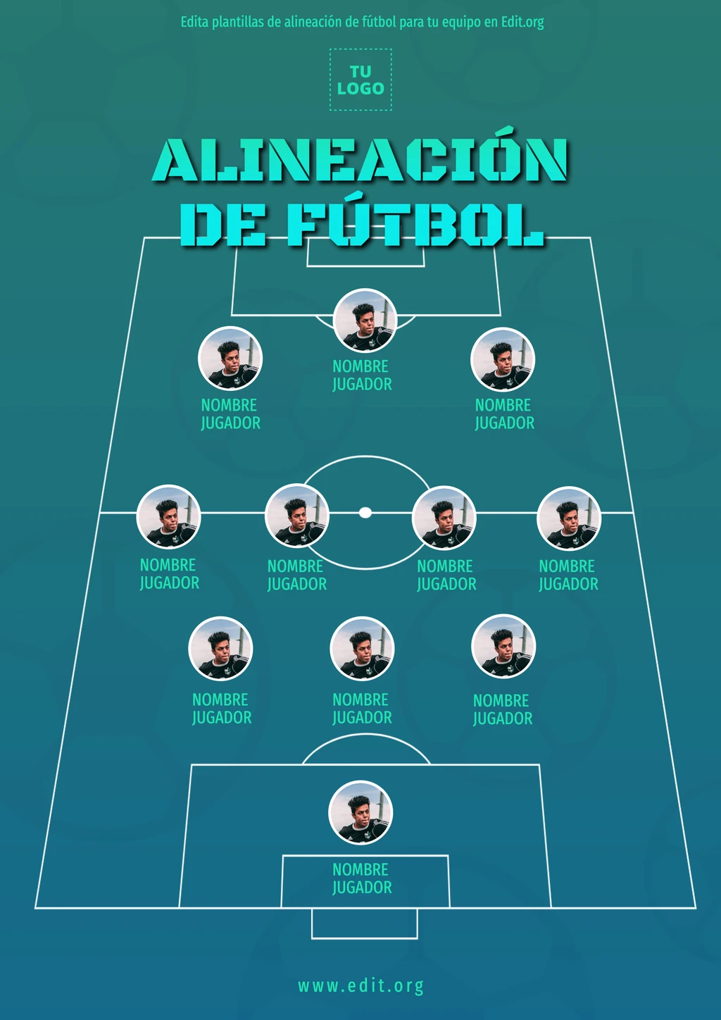 Plantilla alineación fútbol 11 para editar y descargar