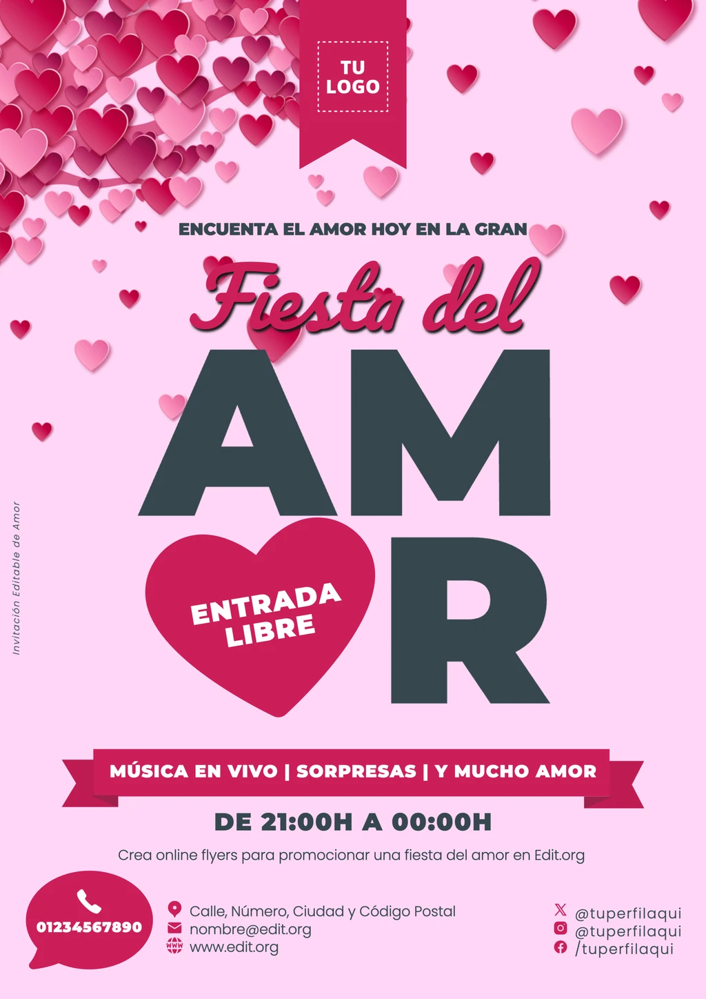 Cartel de amor para fiesta gratuito online