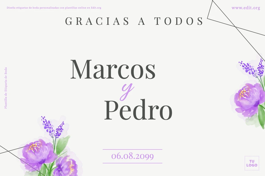 Etiquetas personalizadas Boda para imprimir gratis