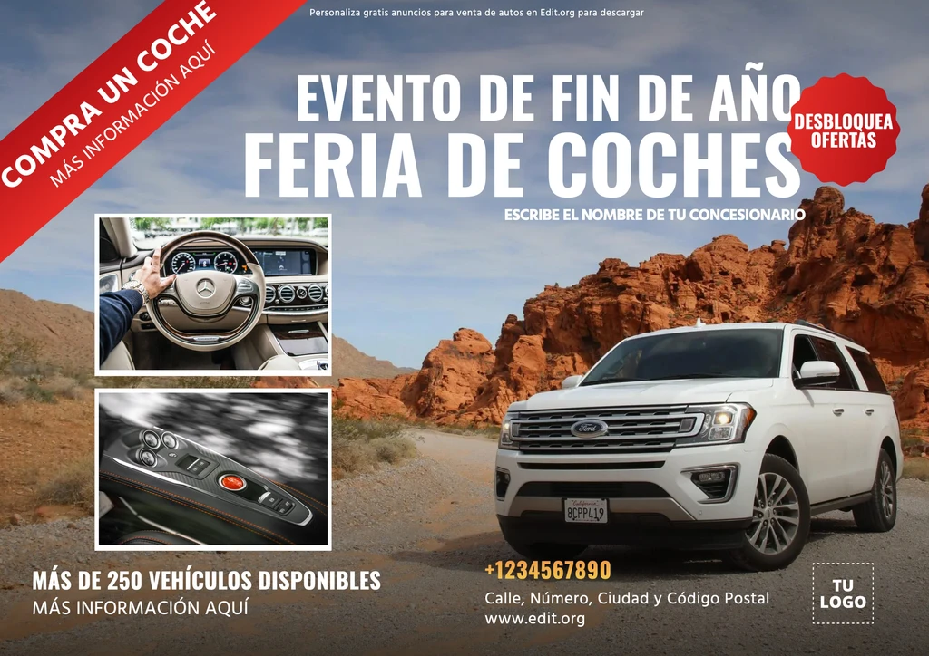 Flyer Venta de Autos editable gratis para concesionarios de coches