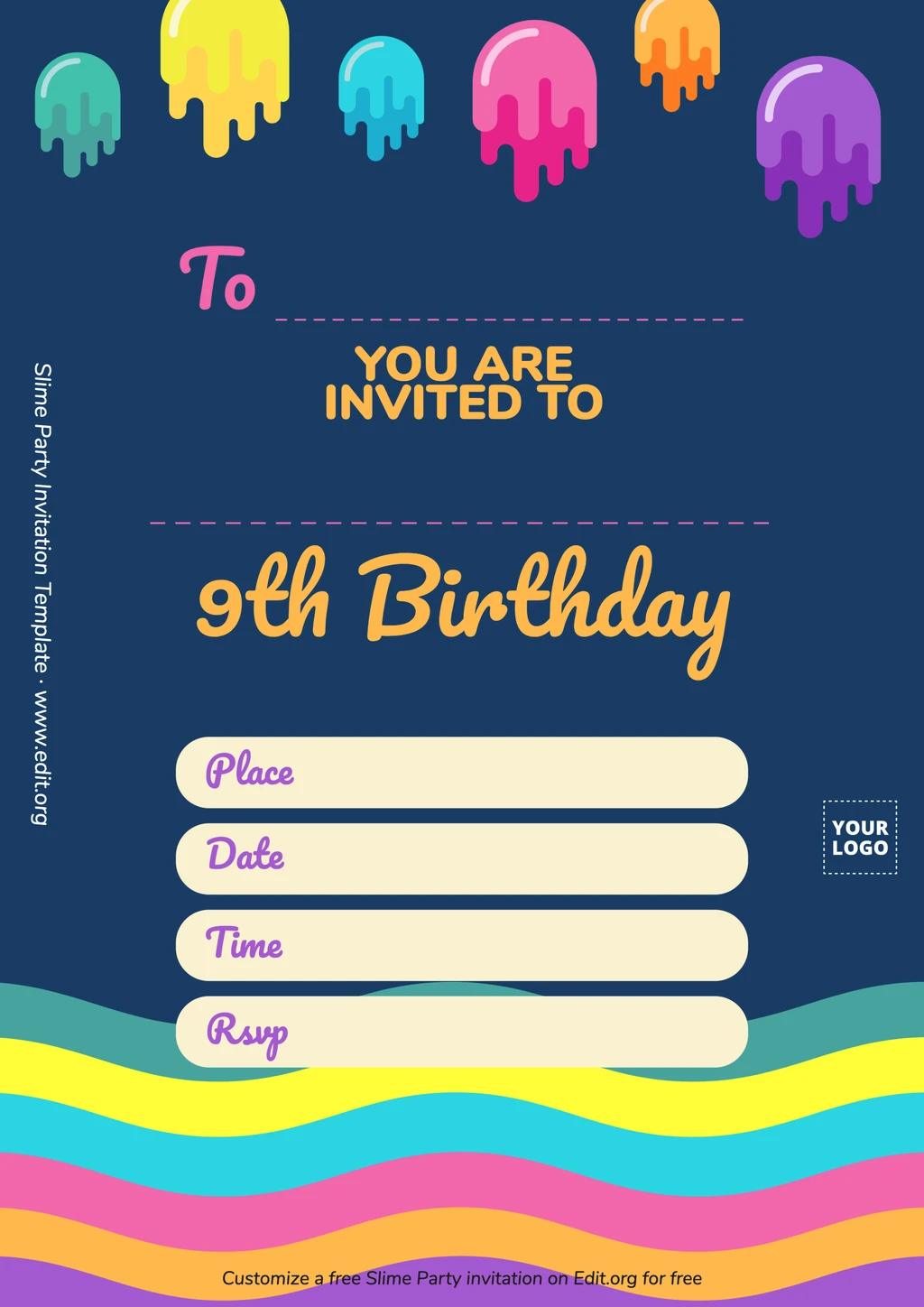 Slime Birthday invitation template free