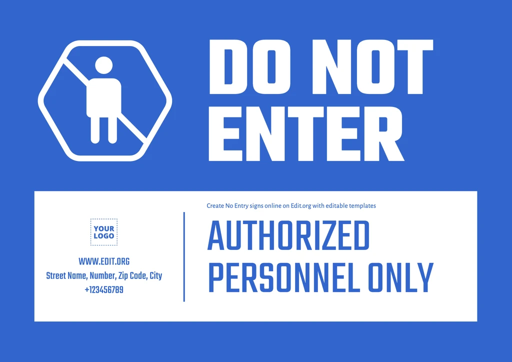 Customizable No Entry sign printable free