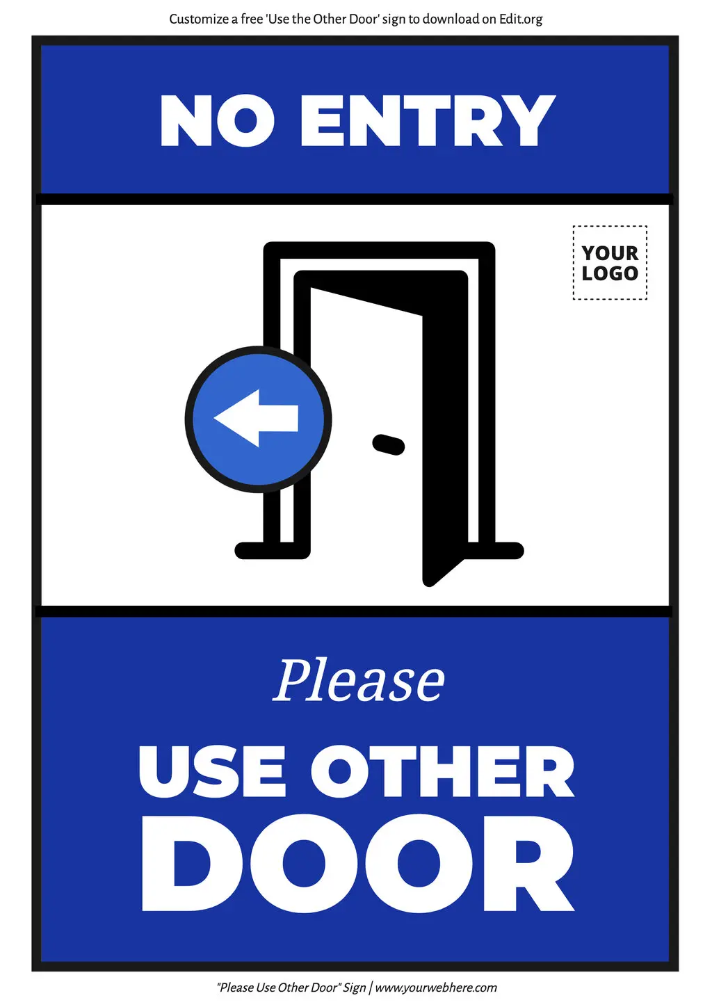 Free Please Use Other Door sign Left Arrow printable