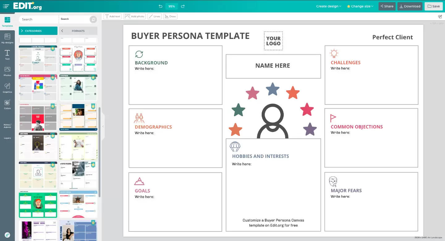 Editable Canvas Buyer Persona template free