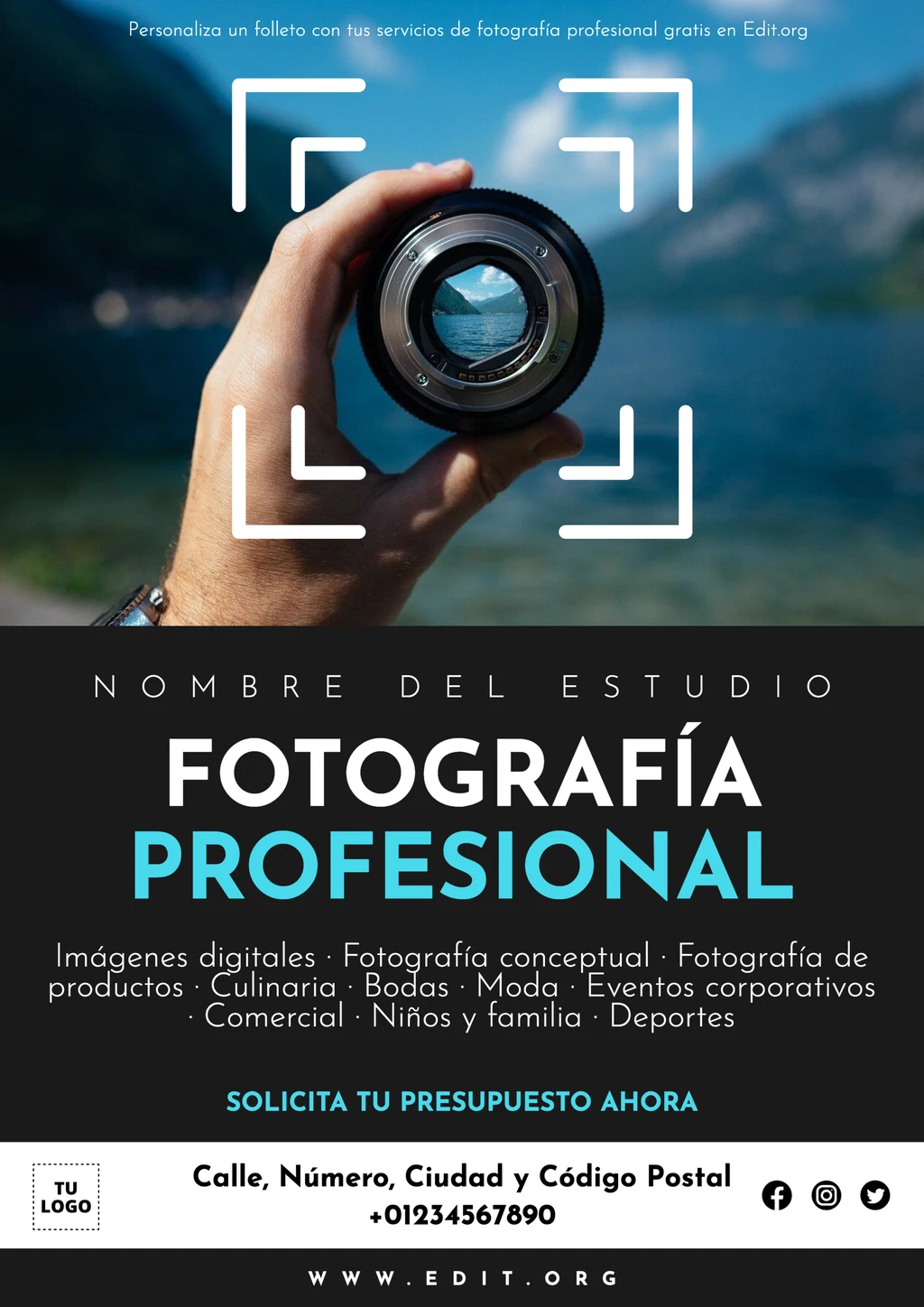 Plantilla para diseño publicidad para fotógrafos editable gratis