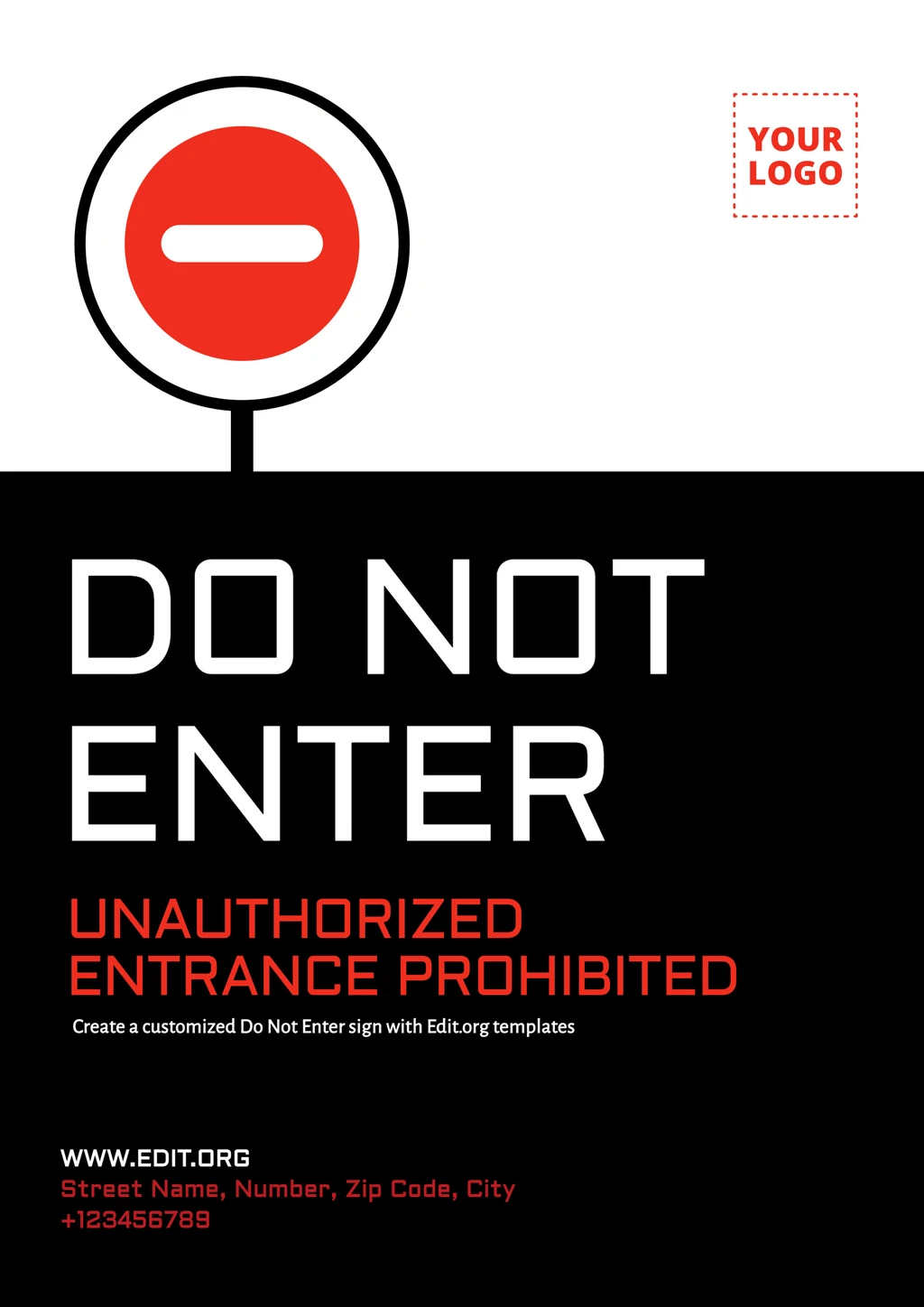 Printable Stop No Entry sign to download