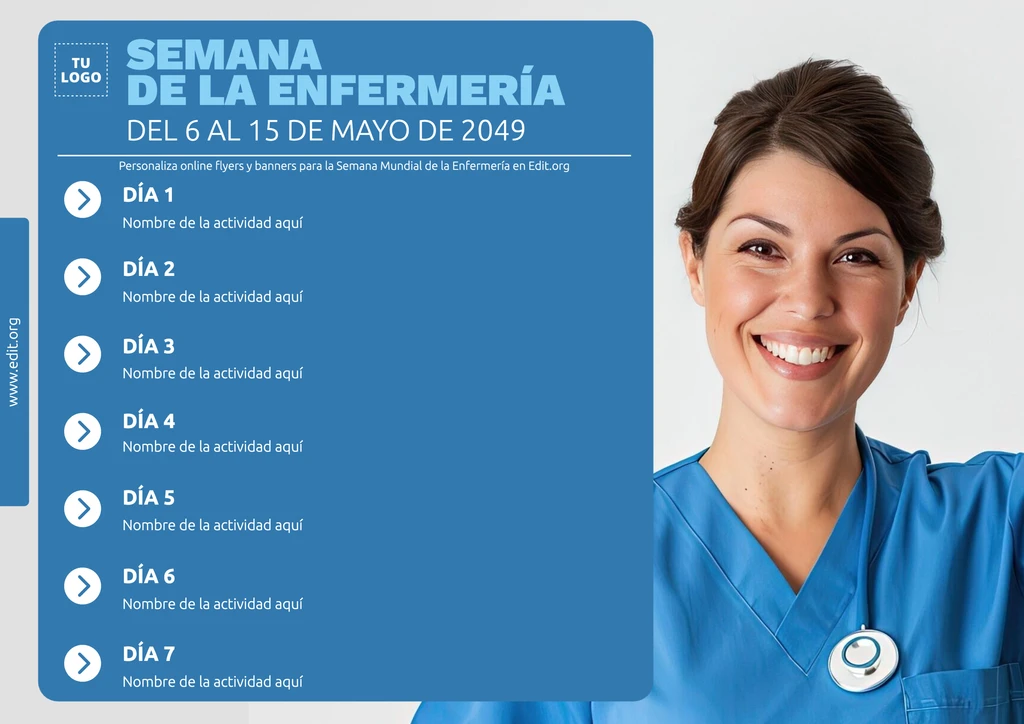 Cartel para la Semana Mundial de la Enfermería editable gratis