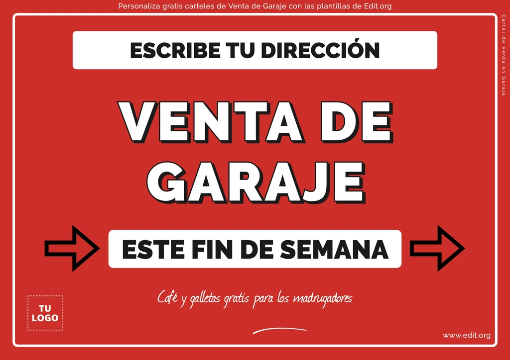 Venta de Garage letrero para editar gratis online