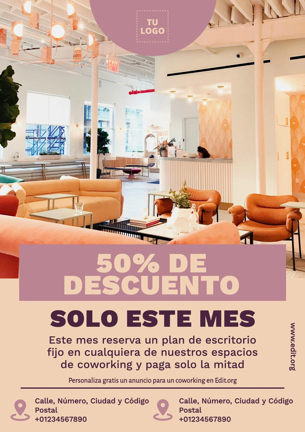 Flyer para Coworking editable gratis online