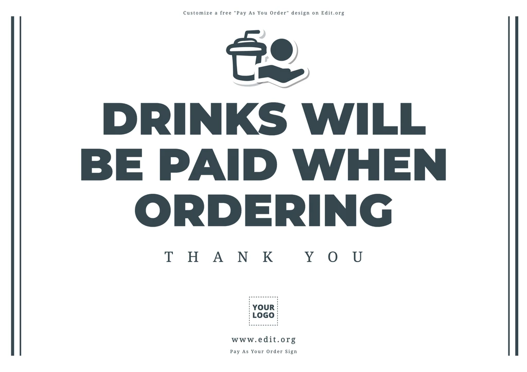 Editable Pay Before Service sign to print