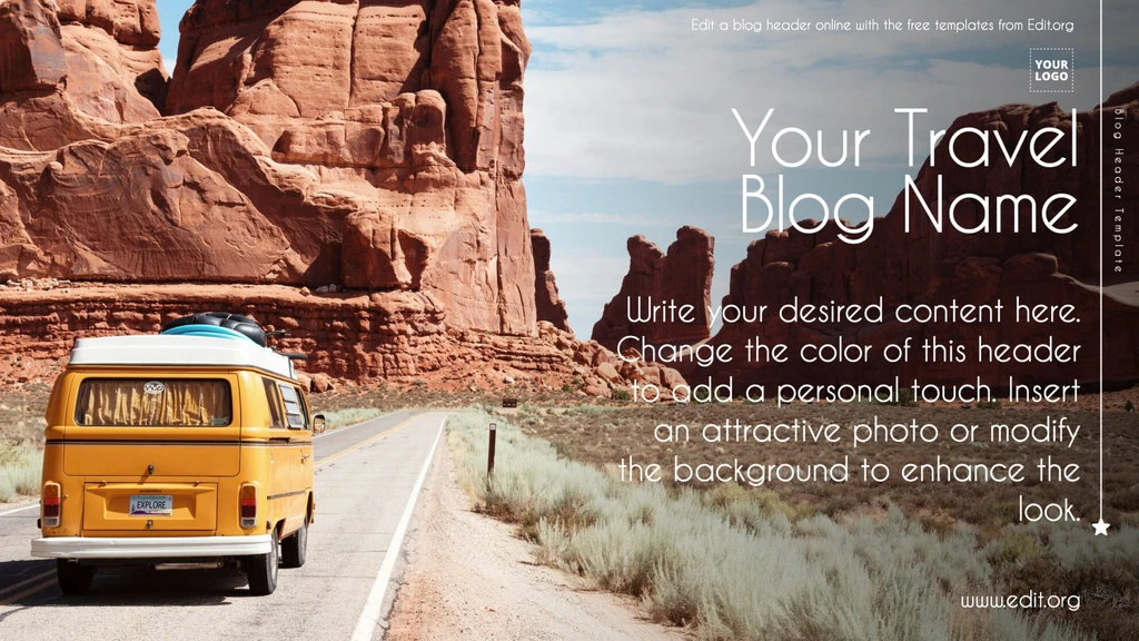 Customizable Travel Blog header template downloadable for free