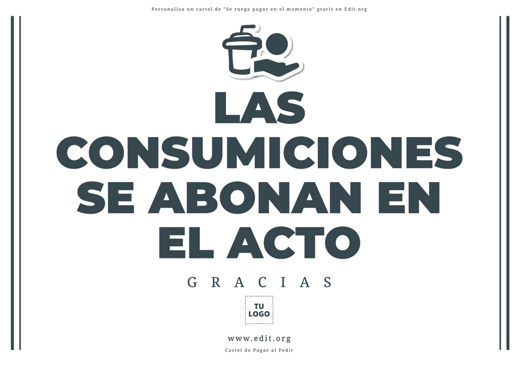 Cartel Las Consumiciones Se Abonan en el Acto editable gratis