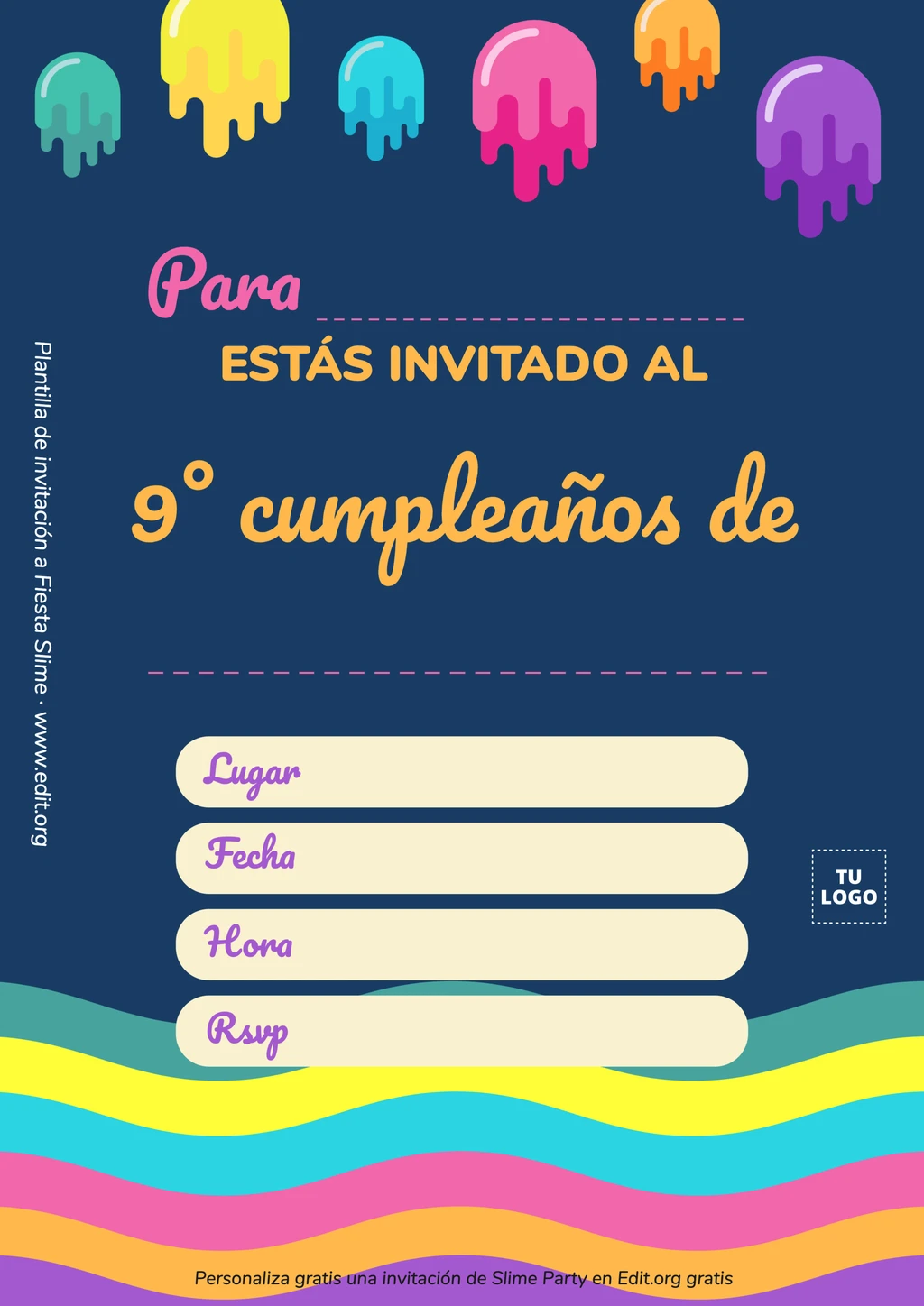 Plantilla de invitación a cumpleaños Slime gratis