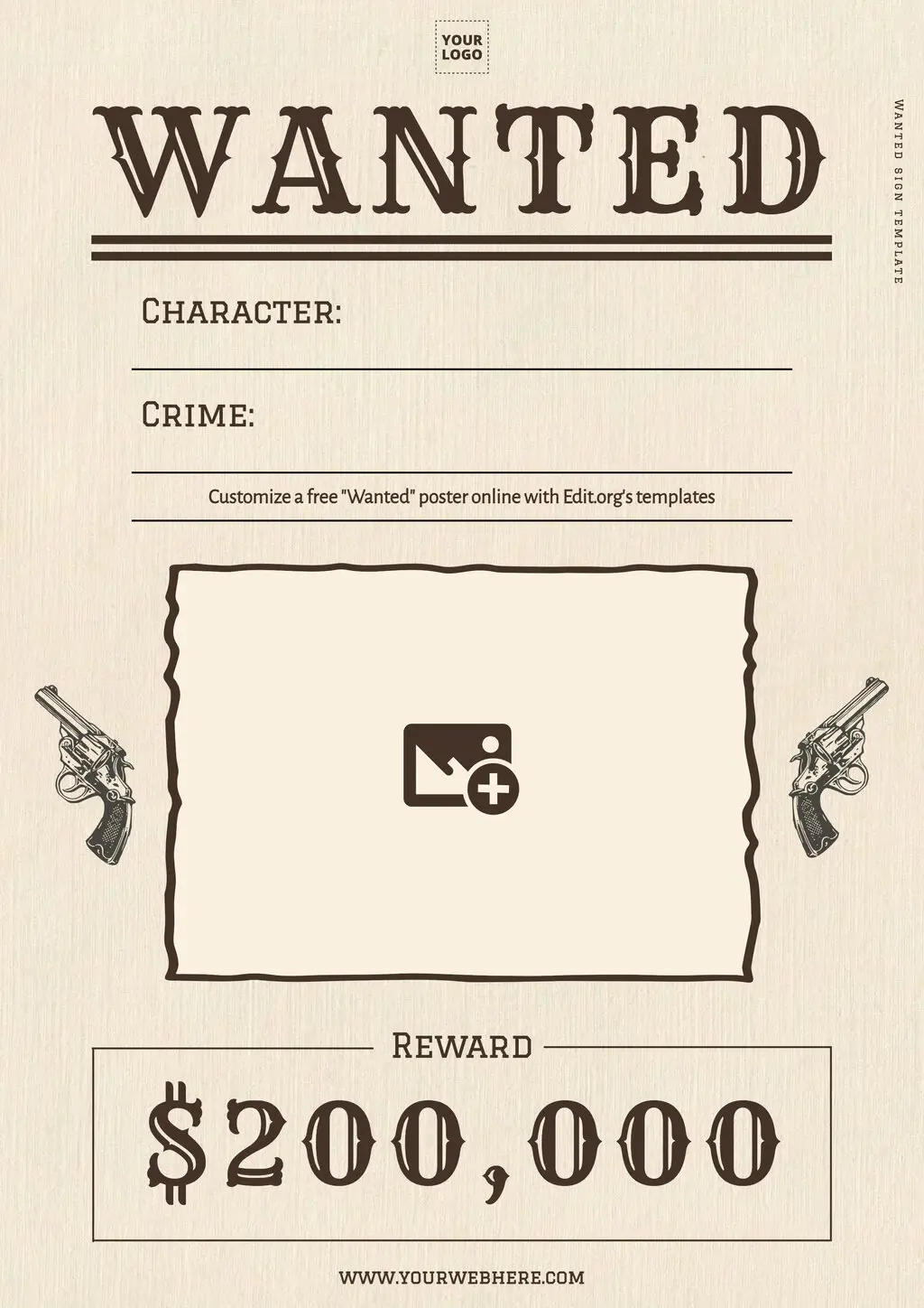 Editable Old West Wanted poster template