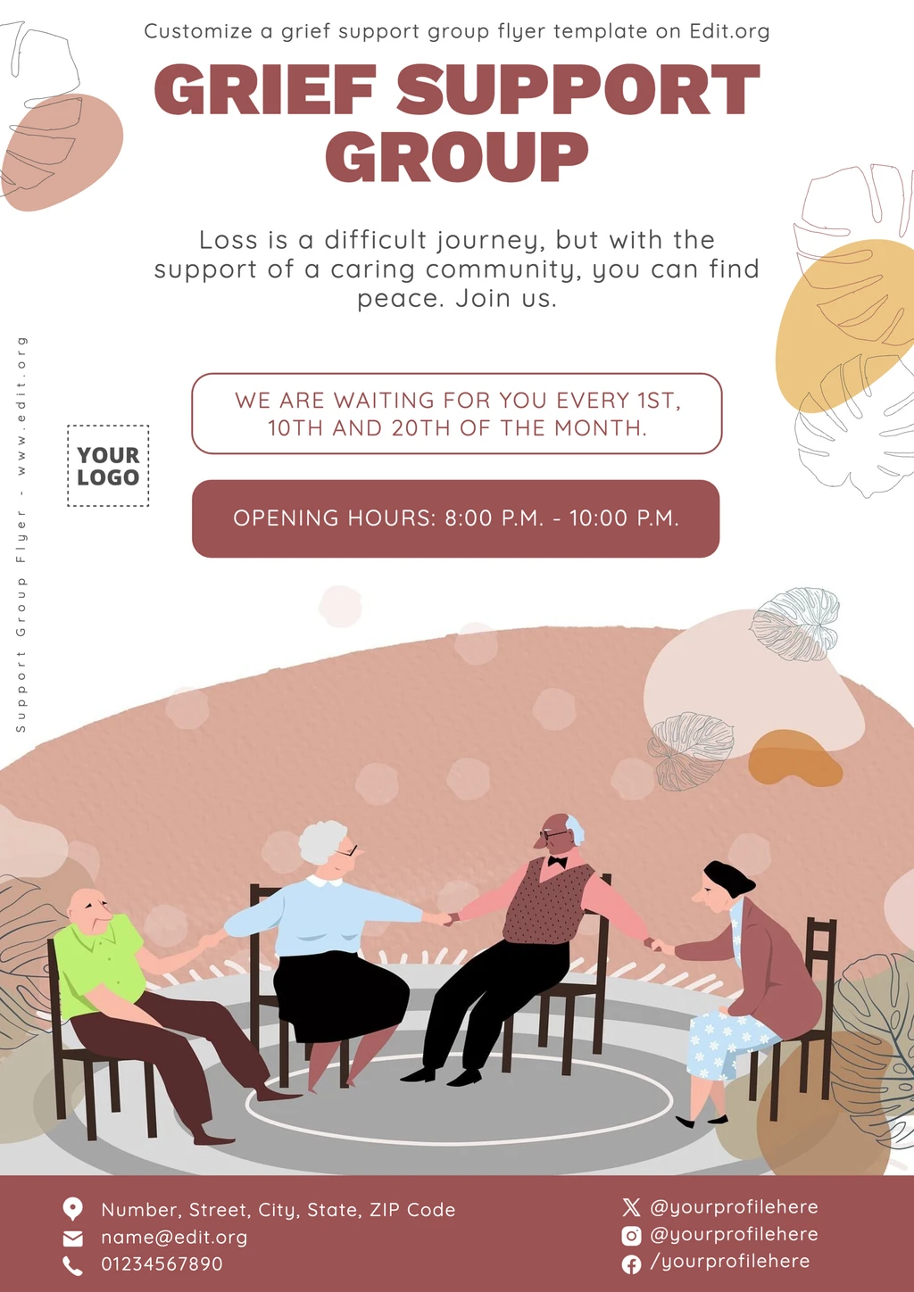 Printable Grief Support Group flyer to customize
