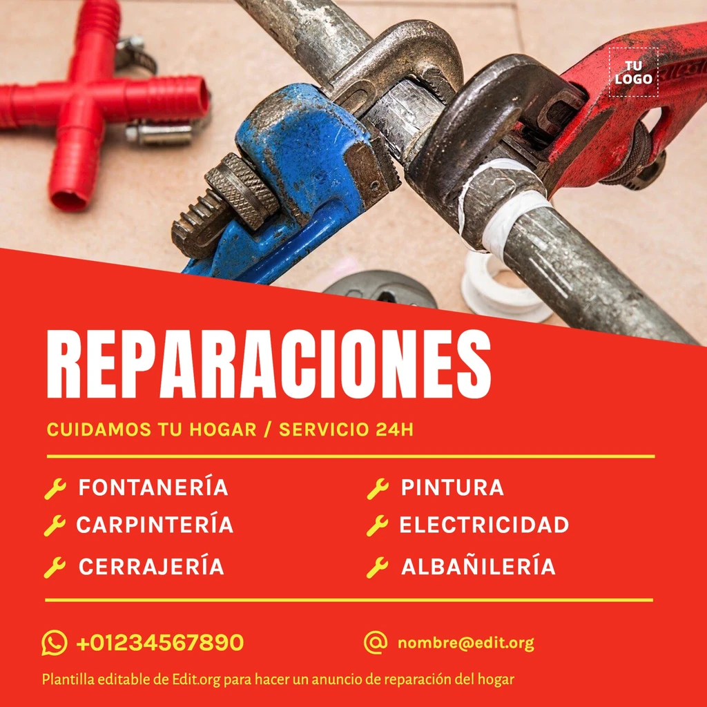 Plantilla para anuncio de reparaciones del hogar personalizable