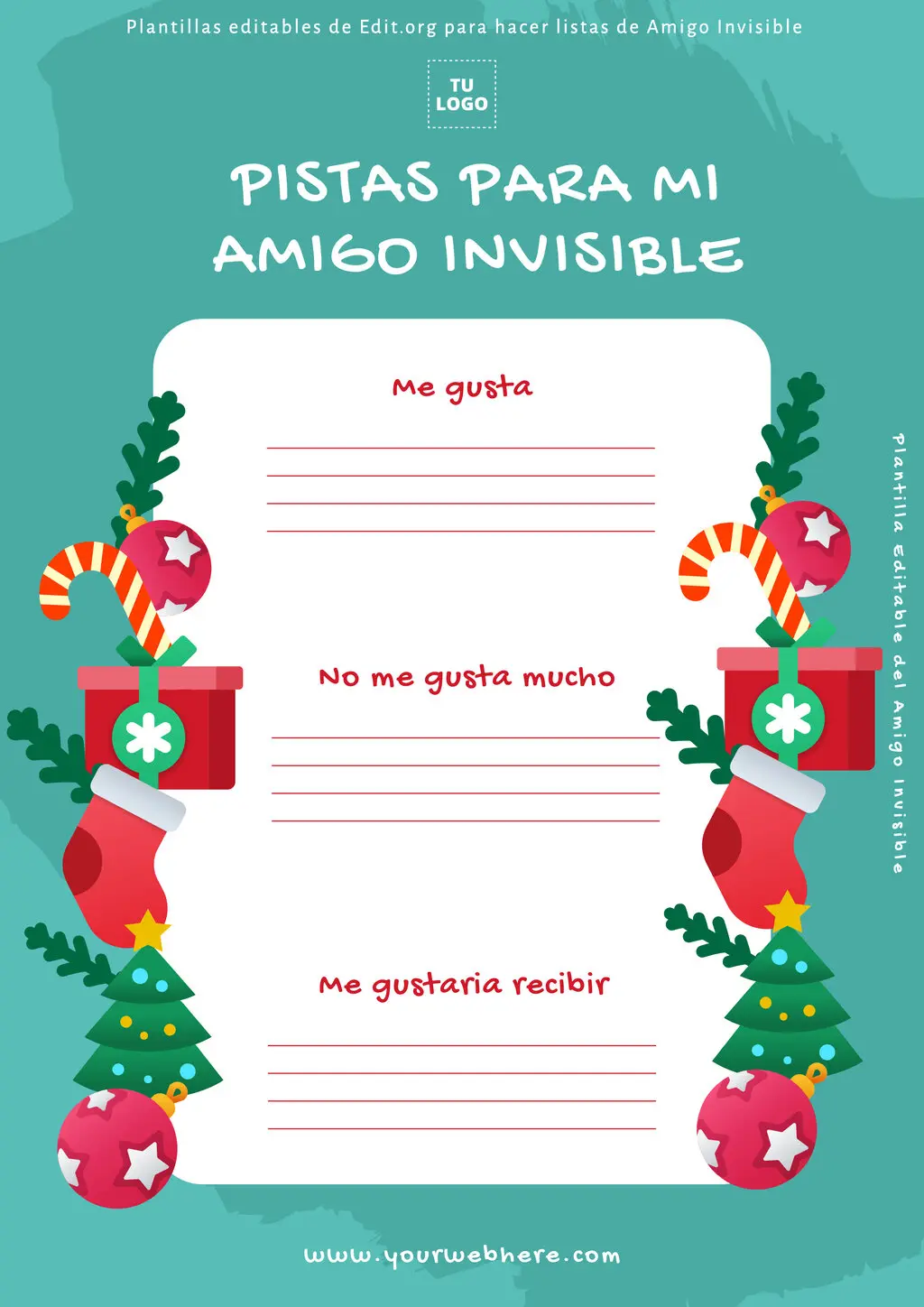 Edita gratis plantillas para pistas de Amigo Invisible