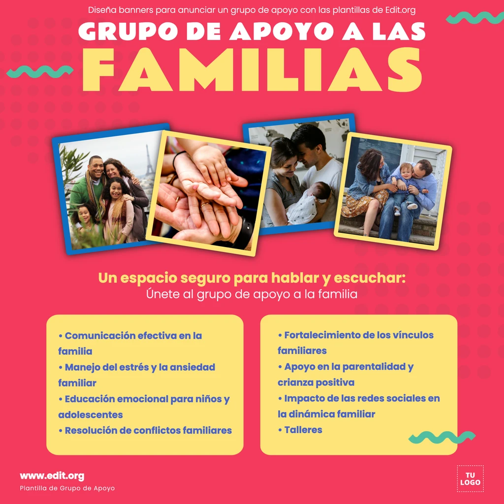 Plantilla banner grupo de apoyo familiar editable