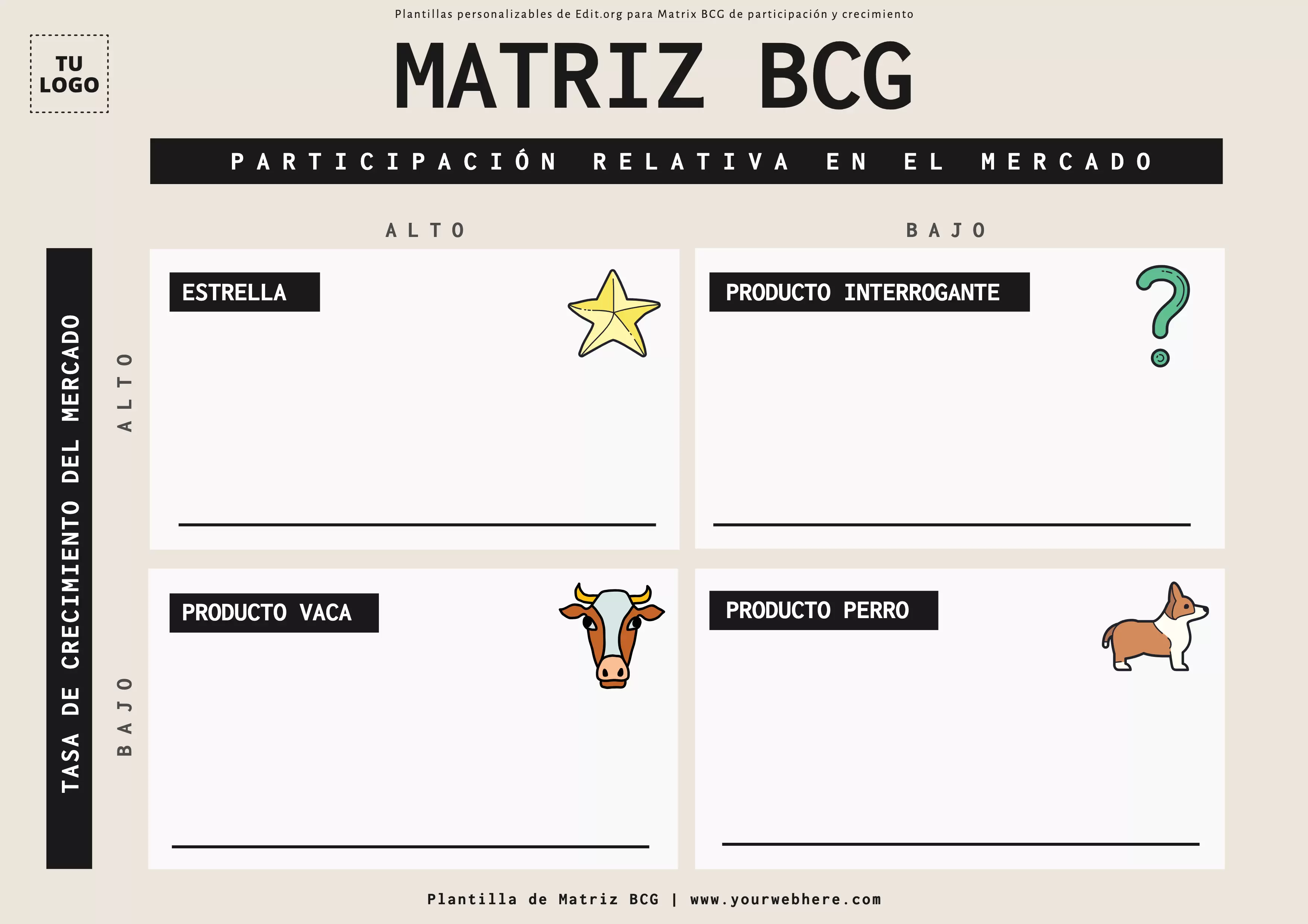 Plantilla Matriz BCG empresa personalizable online