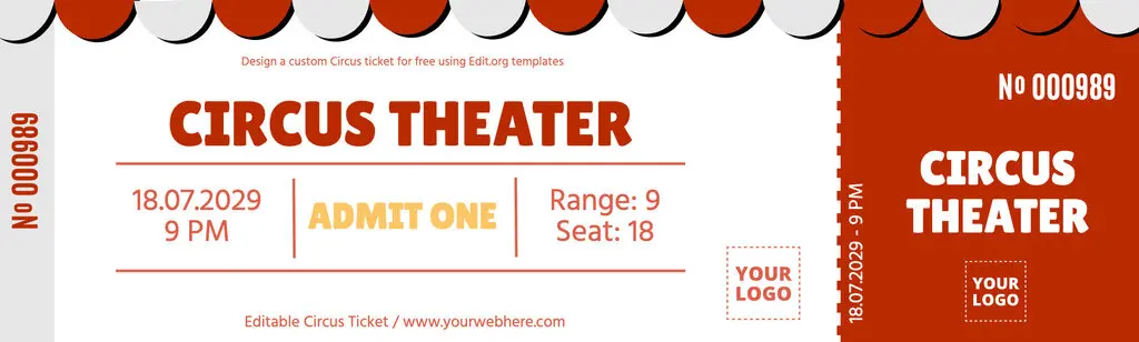 Free editable Circus admission ticket template