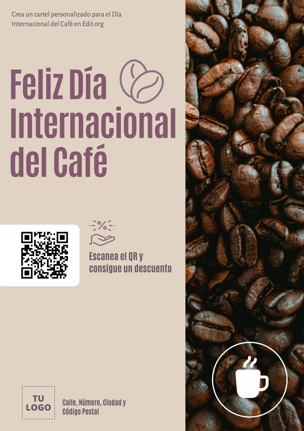 Cartel editable del Día Internacional del Café gratuito