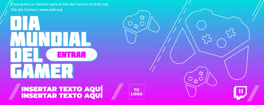 Banner del Día Mundial del Videojuego para editar gratis