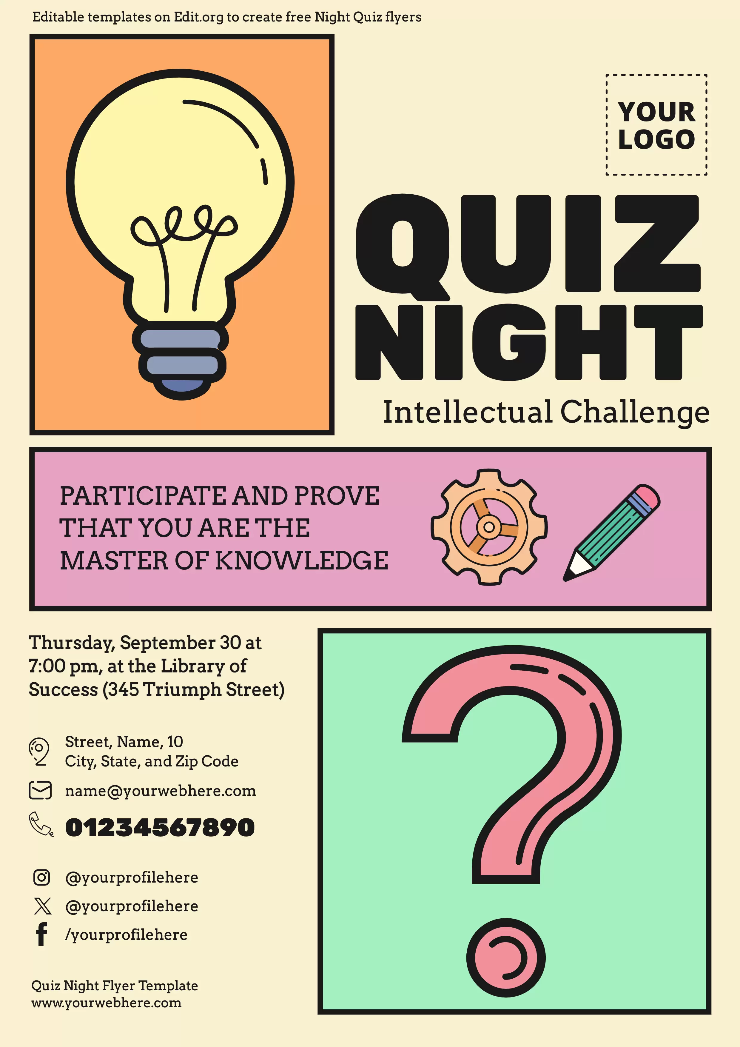 Free Quiz Night flyer template download online