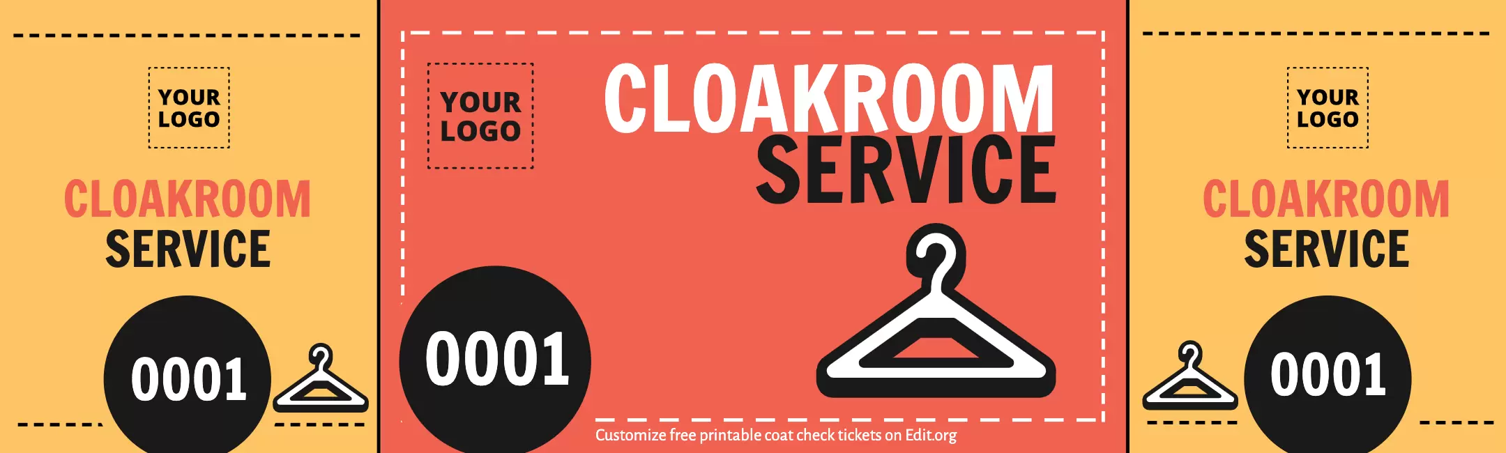 Custom Cloakroom Ticket template to print