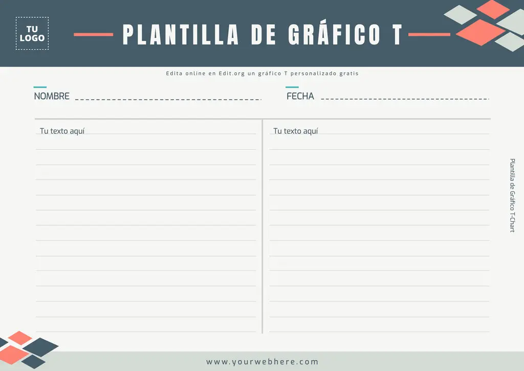 Plantilla de gráfico T en horizontal para descargar