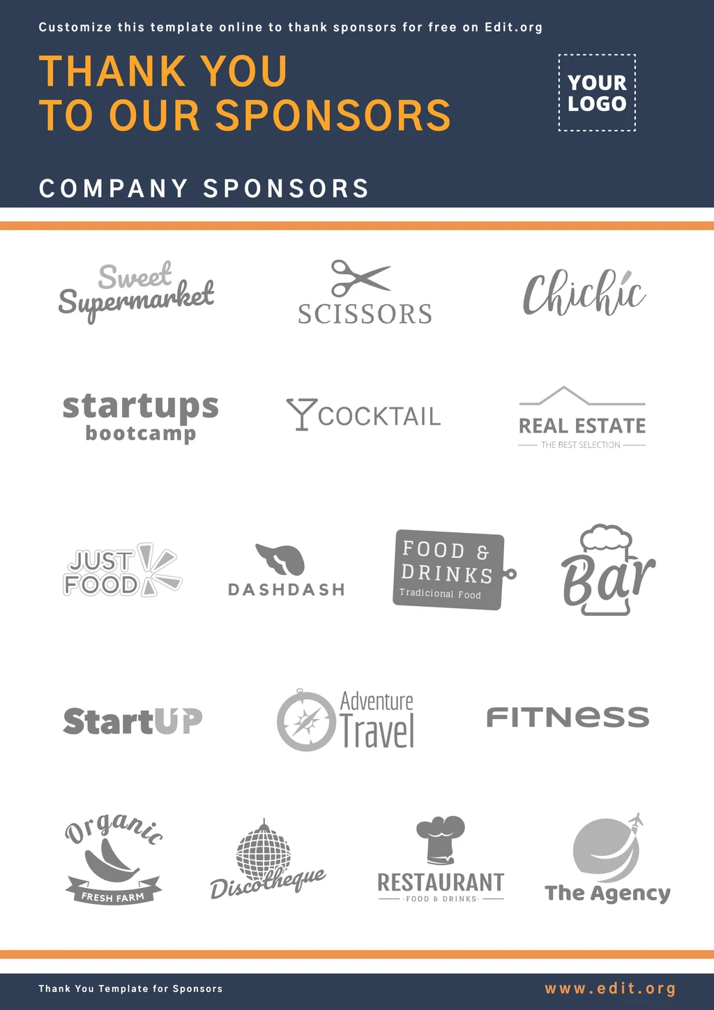 Editable Thank You Sponsors poster template to download