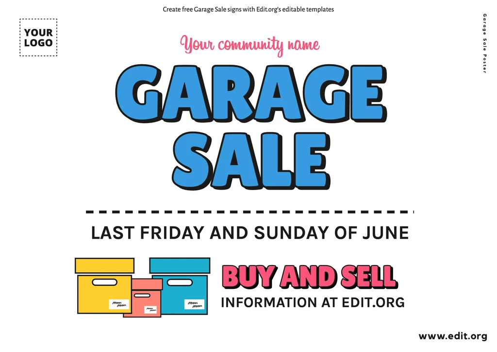 Community Garage Sale banner template to customize online