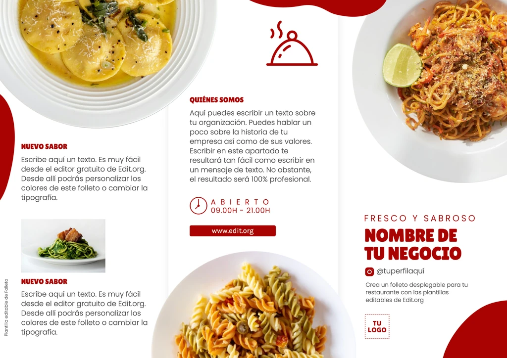 Plantillas para folletos de comida para restaurantes gratis