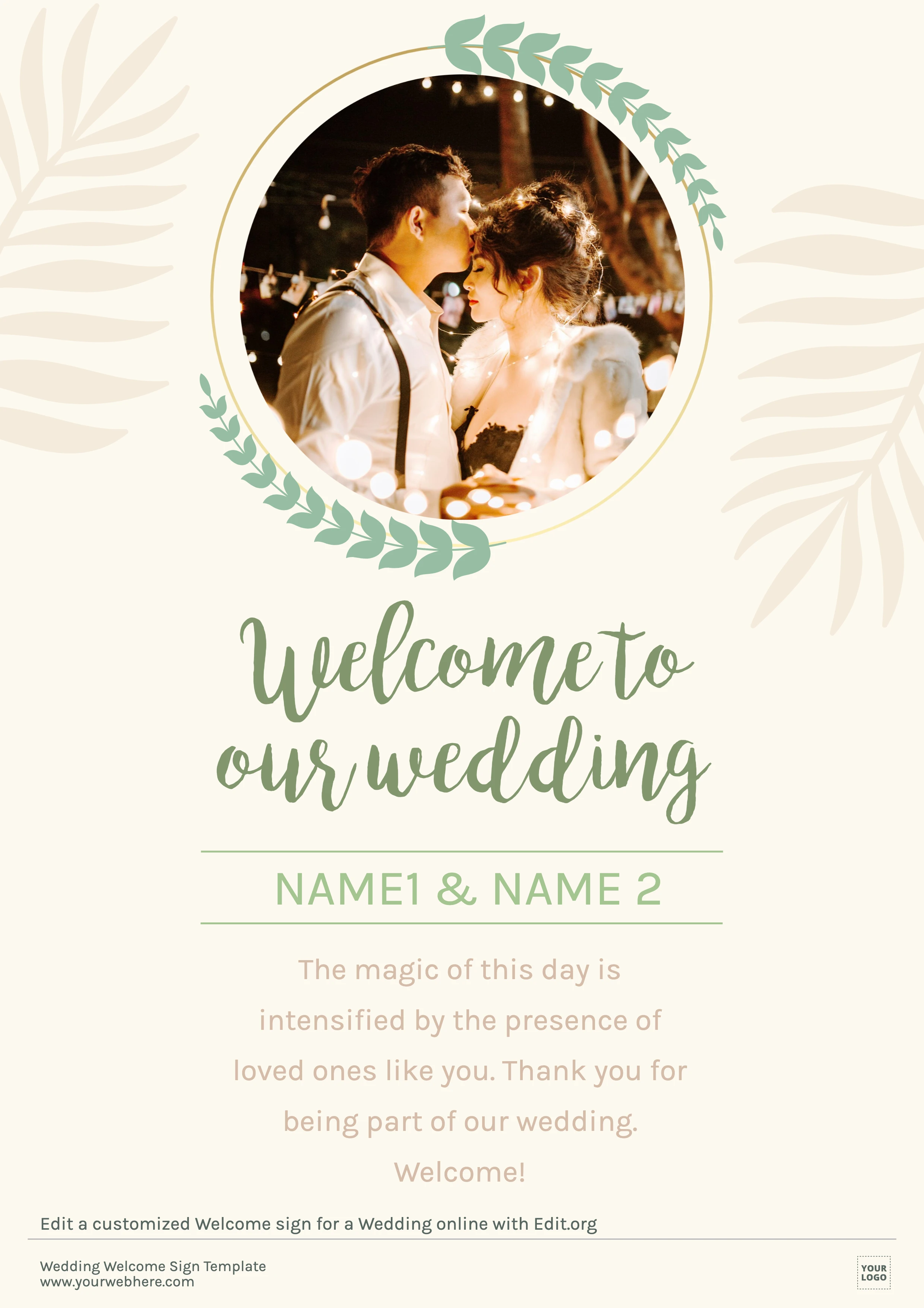 Custom Wedding Welcome sign template to print