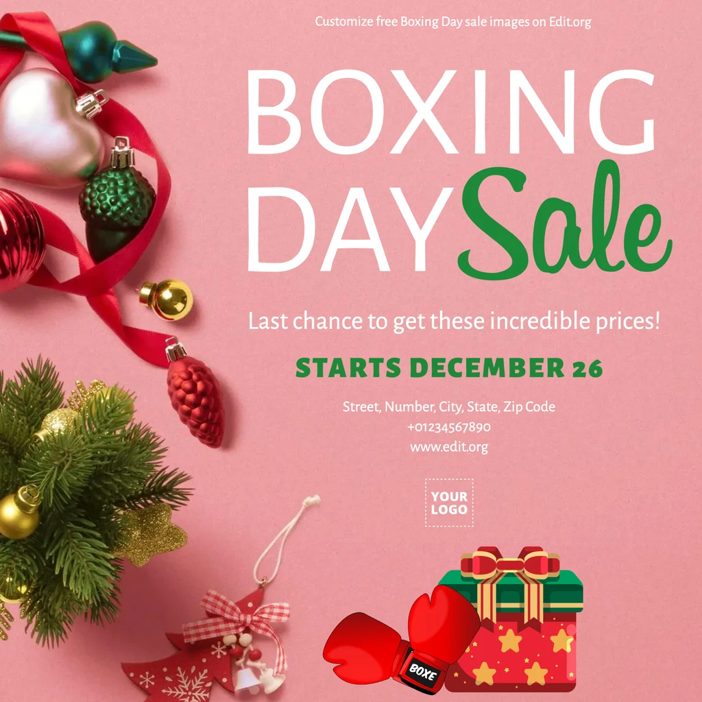 Editable Happy Boxing Day card templates