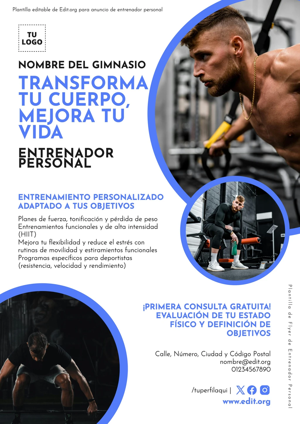 Cartel Entrenador Personal para personalizar gratis online