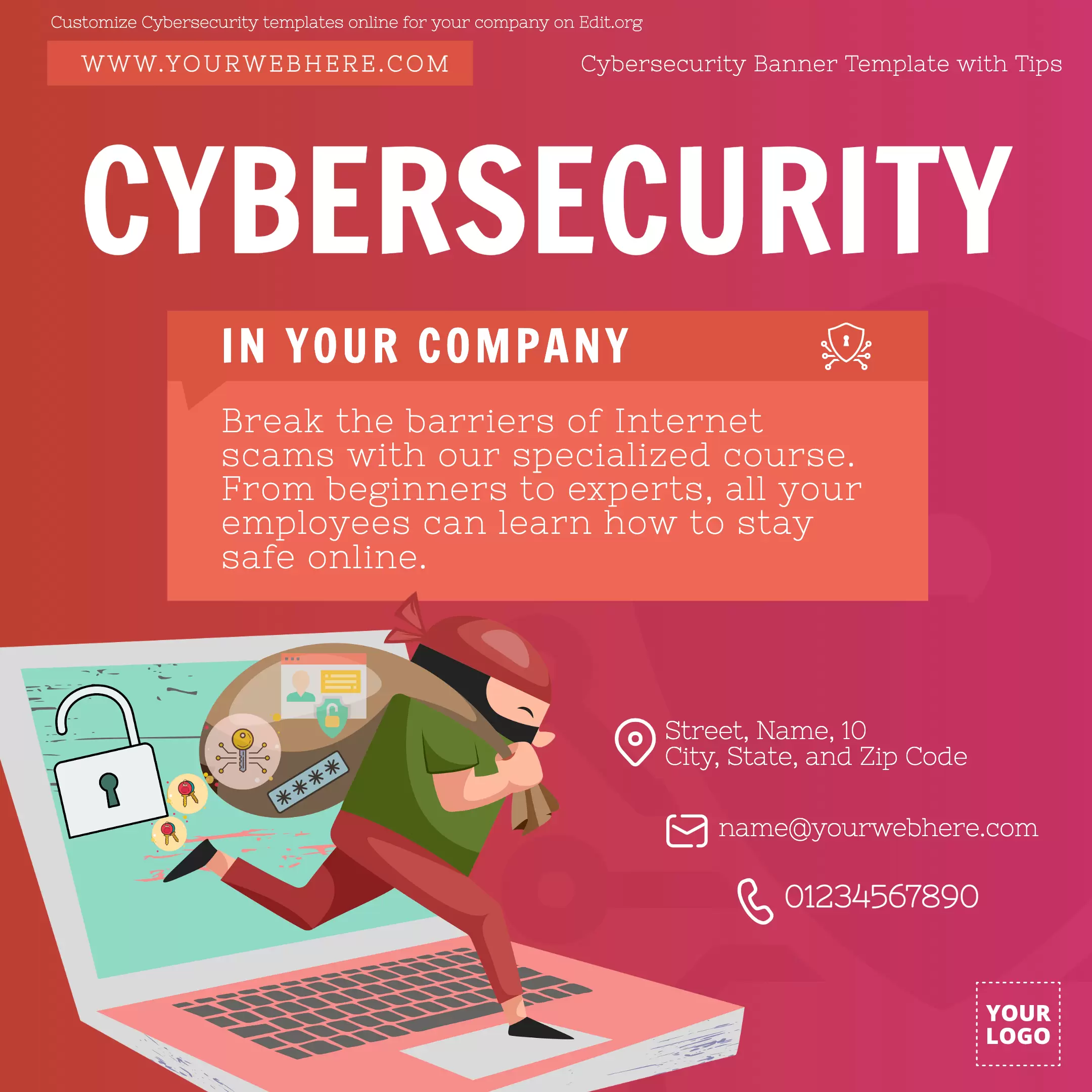 Free Cyber Security LinkedIn banner template