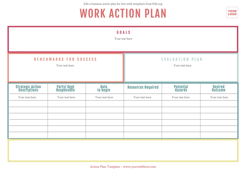 Customizable company Action Plan template to download