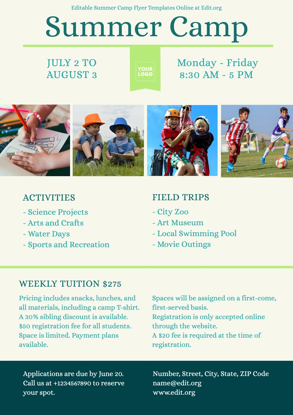 Editable Summer classes advertisement template