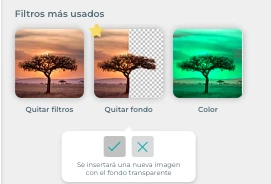 Opción para eliminar el fondo de color de una fotografía online