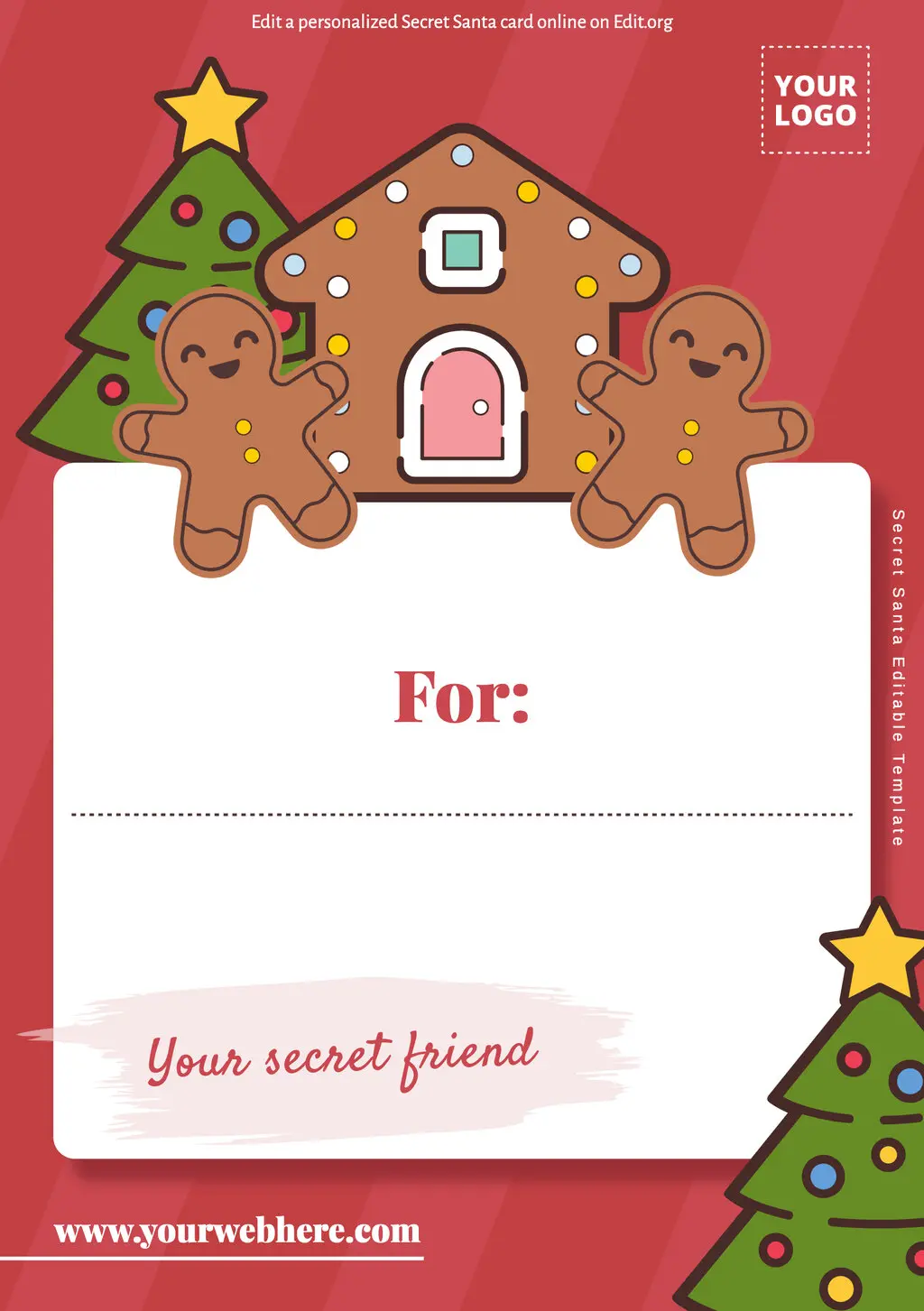 Editable Secret Santa cards printable free