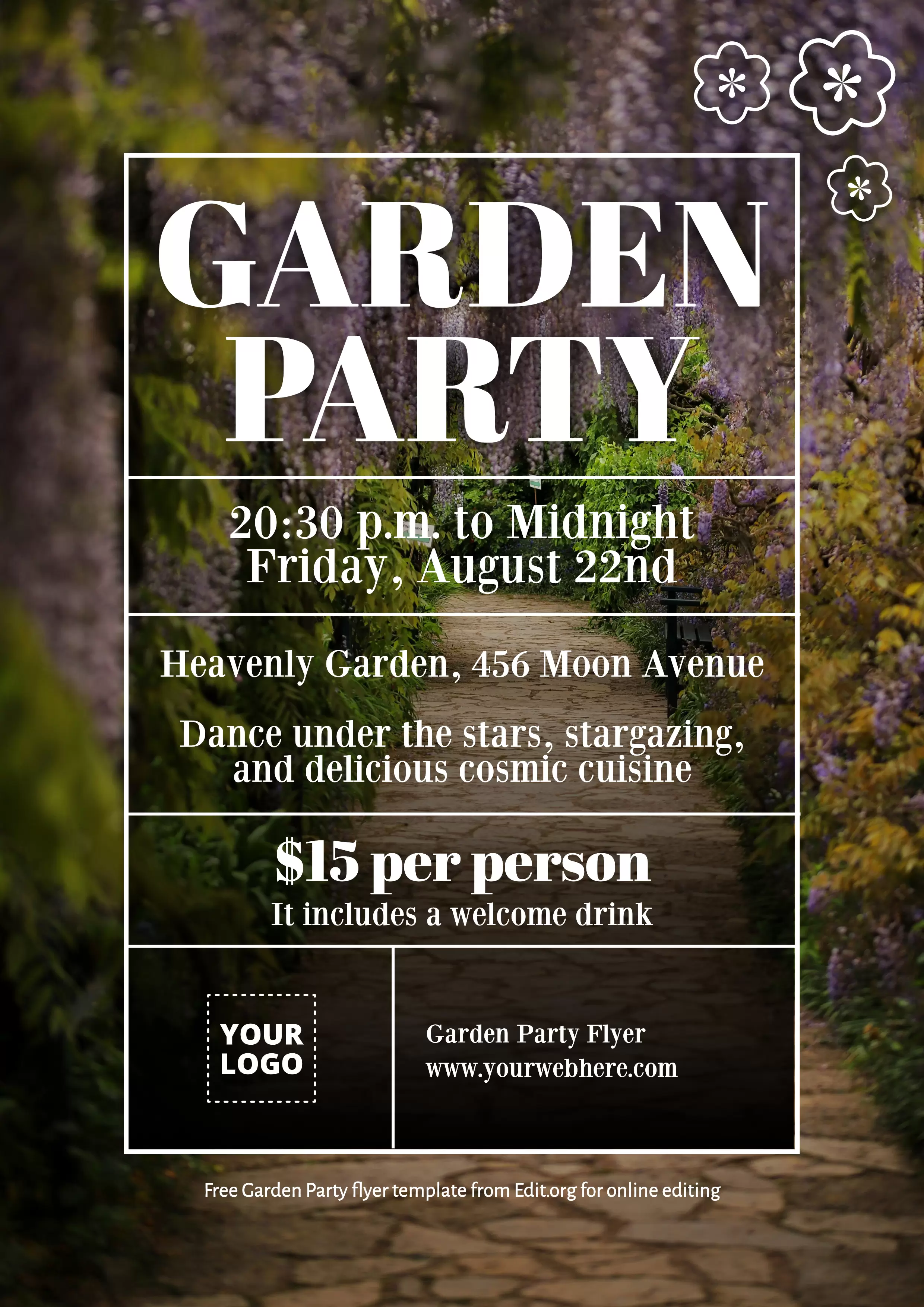 Free editable Garden Party card template