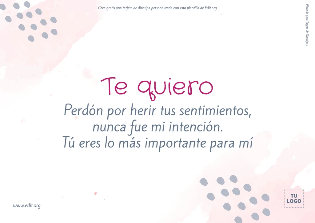 Plantilla para tarjetas de disculpas de amor gratuita