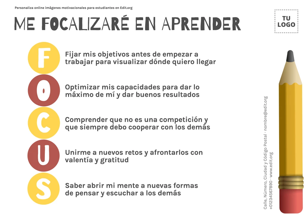 Cartel con frases motivadoras para estudiantes de secundaria