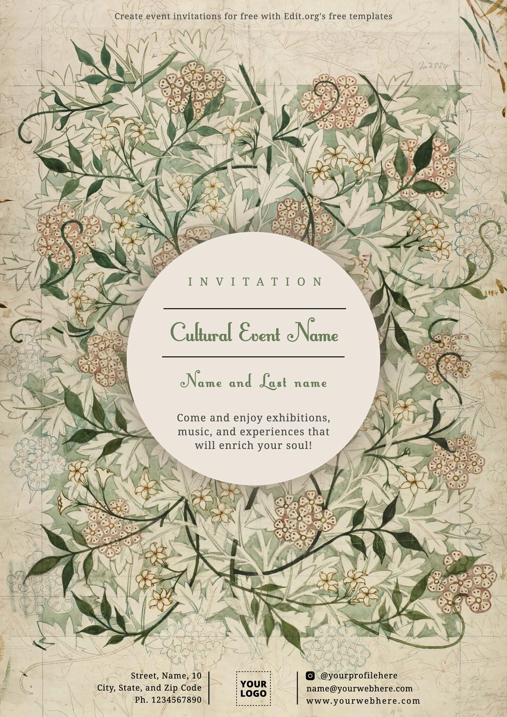 Blank Invitation Card template for cultural event