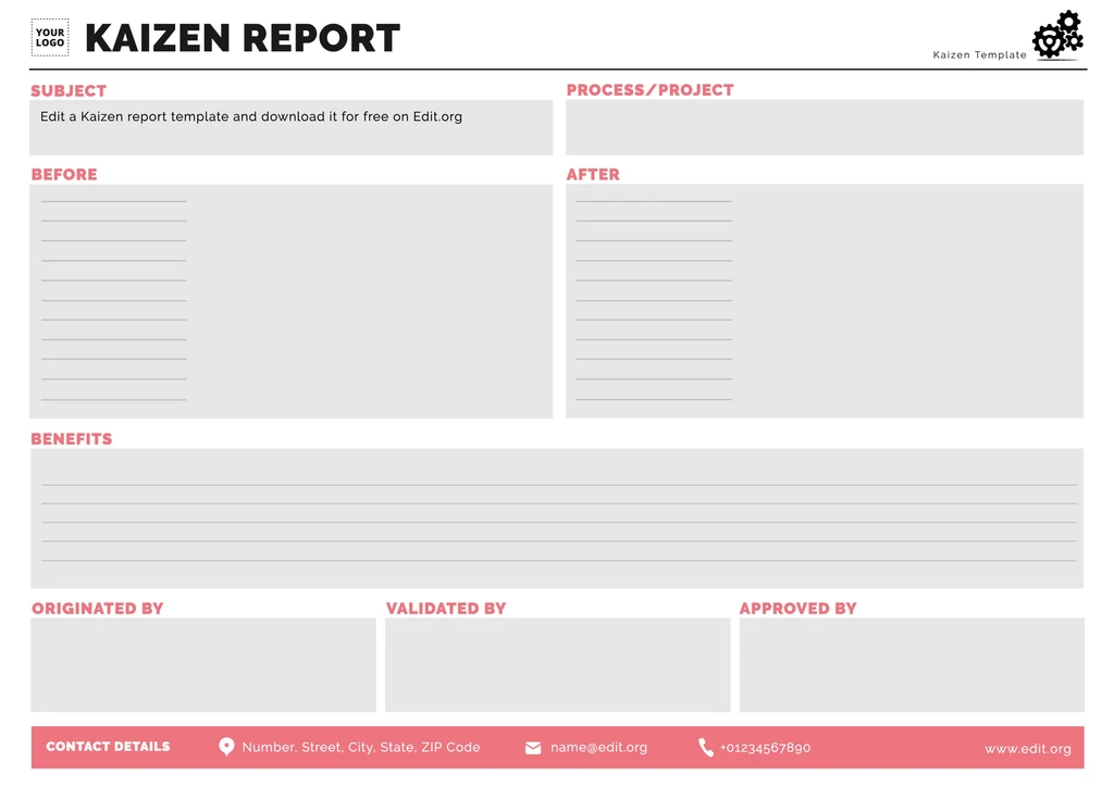 Free editable Kaizen planning template to download