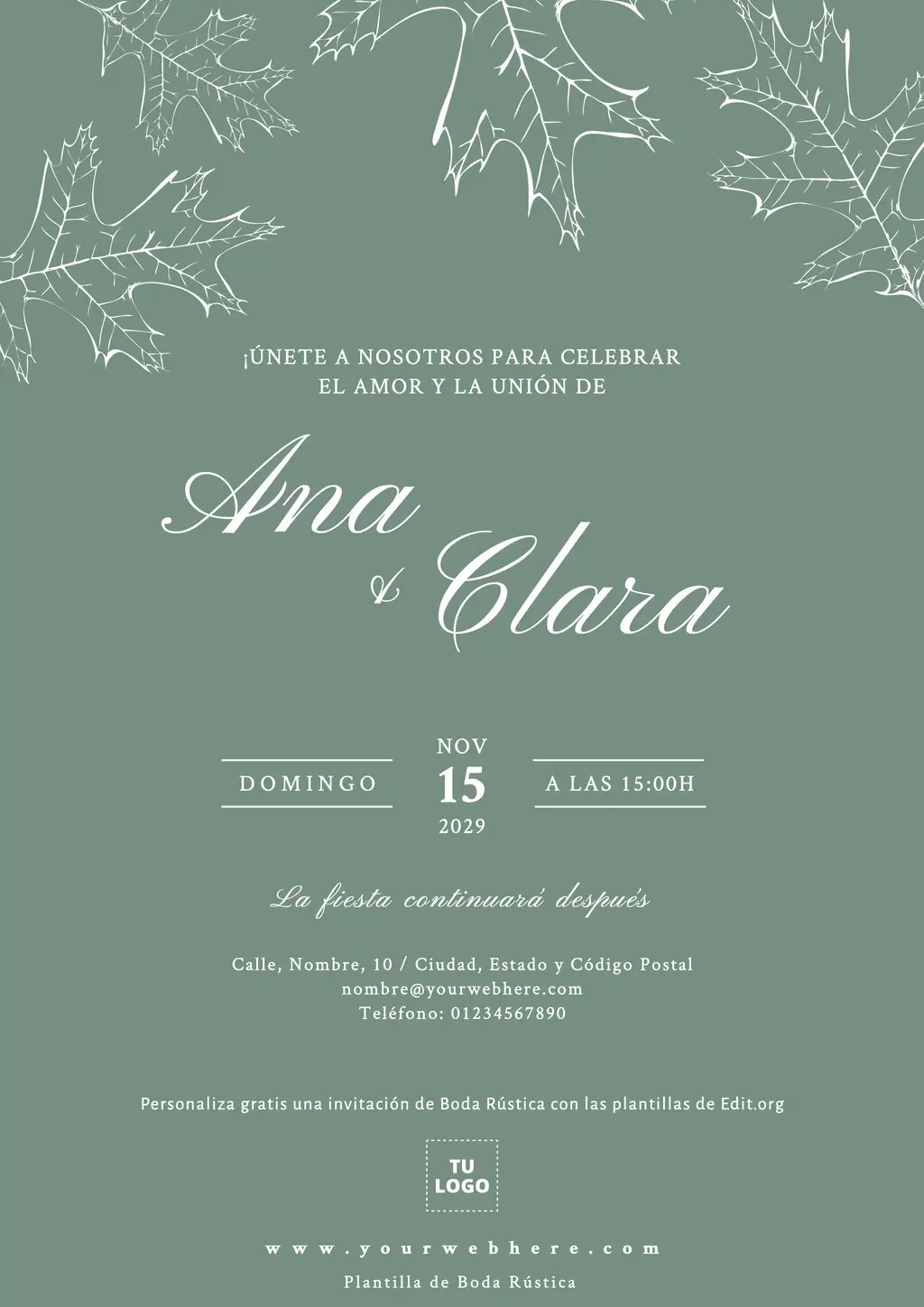 Plantillas de invitaciones rústicas de boda para editar